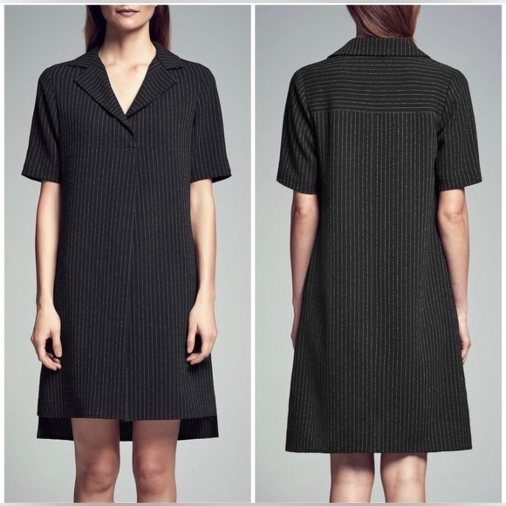 MM Lafleur Black Pinstripe Dress size S
